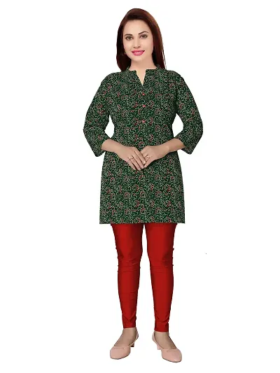 Stylish Cotton Straight Printed Short Kurti