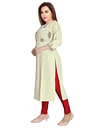 Gewaad Women's Cotton Straight Kurti (Large) Off White-thumb4