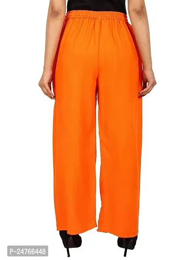 HUNGRY FASHIONS Palazzo For Womens | Plazzo Pant | Free Size Palazo | Orange-thumb3