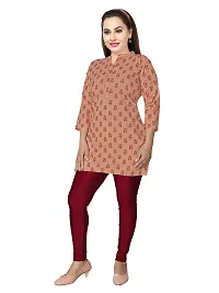 Gewaad Women's Cotton Straight Short Kurti (Small, cora/merun Flower Print)-thumb1