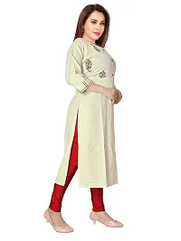 Gewaad Women's Cotton Straight Kurti (X-Large) Off White-thumb3