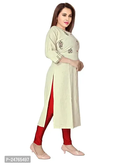 Gewaad Women's Cotton Straight Kurti (X-Large) Off White-thumb4