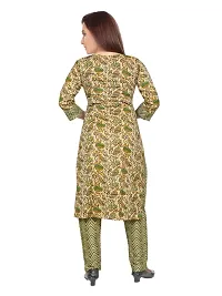 Gewaad Women's Cotton Blend Printed Straight Kurta with Pant (M, Green print)-thumb2