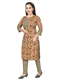 Gewaad Women's Cotton Blend Printed Straight Kurta with Pant (M, Black print)-thumb4