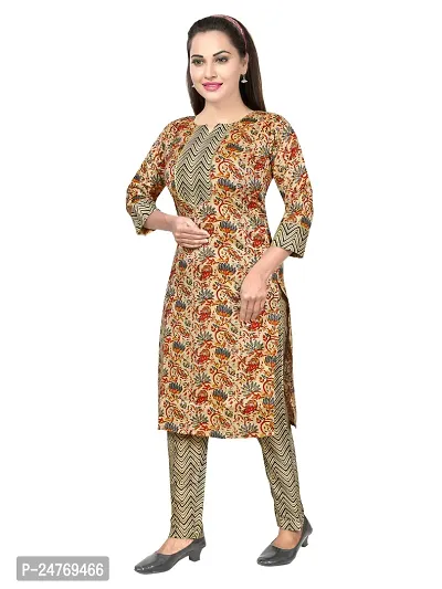 Gewaad Women's Cotton Blend Printed Straight Kurta with Pant (M, Black print)-thumb5