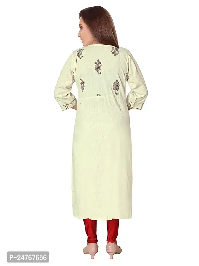 Gewaad Women's Cotton Straight Kurti (Large) Off White-thumb3