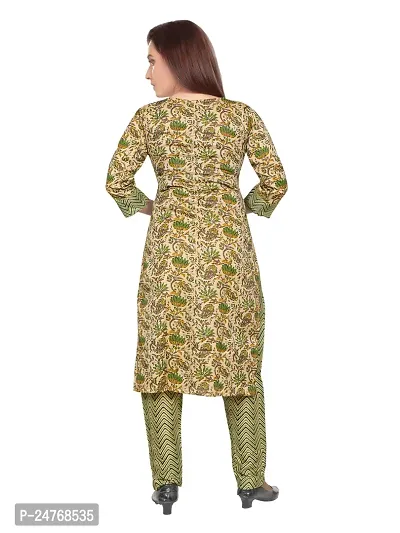 Gewaad Women's Cotton Blend Printed Straight Kurta with Pant (XXL, Green print)-thumb3