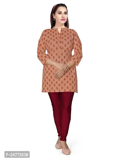 Gewaad Women's Cotton Straight Short Kurti (Medium, cora/merun Flower Print)-thumb0