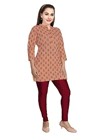 Gewaad Women's Cotton Straight Short Kurti (Small, cora/merun Flower Print)-thumb3