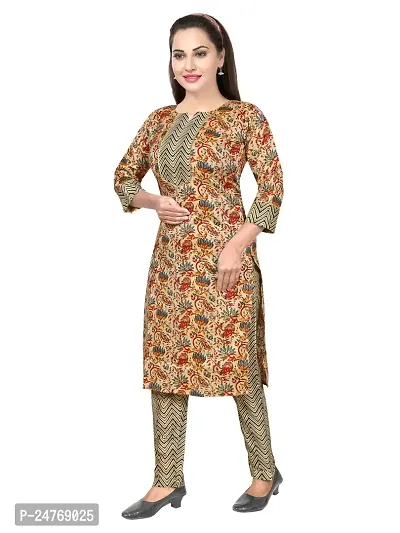 Gewaad Women's Cotton Blend Printed Straight Kurta with Pant, Black print-thumb5