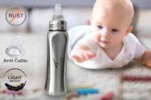 Stainless Steel Feeding Bottle for new born baby - 240 ml-thumb1