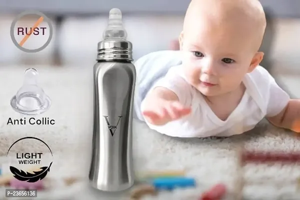 Stainless Steel Feeding Bottle for new born baby - 240 ml-thumb2