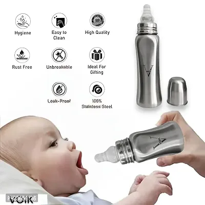 Stainless Steel Feeding Bottle for new born baby - 240 ml-thumb3