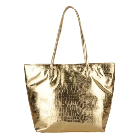 ACPL-4616 Trendy Stylish Metallic Golden Color Tote Bag. Dimension:  Length x Breath x Hight :35 x 