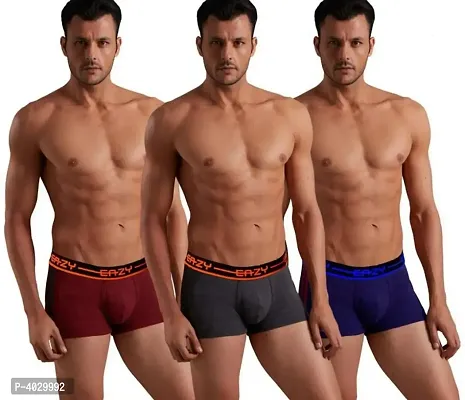 Comfy Multicoloured Solid Cotton Trunk For Men (Pack Of 3)