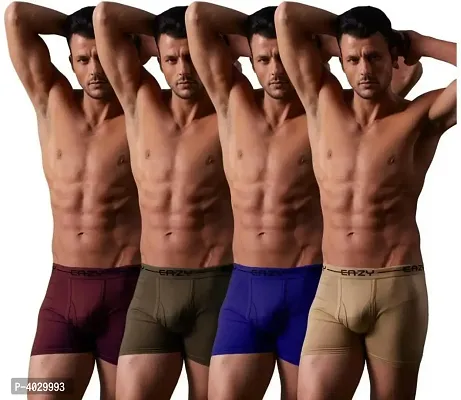 Comfy Multicoloured Solid Cotton Trunk For Men (Pack Of 4)
