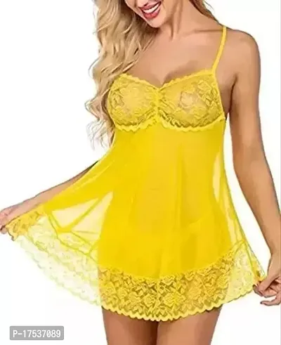 Elegant Yellow Net Bridal Baby Dolls For Women