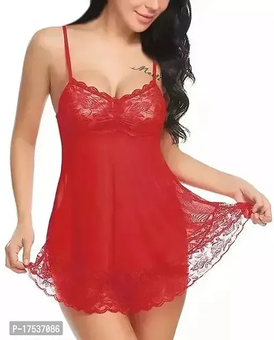 Elegant Red Net Bridal Baby Dolls For Women