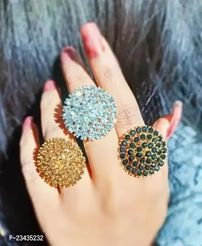 Trendy Multicoloured Alloy Finger Rings For Women Pack Of 3