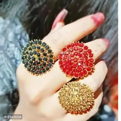 Trendy Multicoloured Alloy Finger Rings For Women Pack Of 3-thumb0