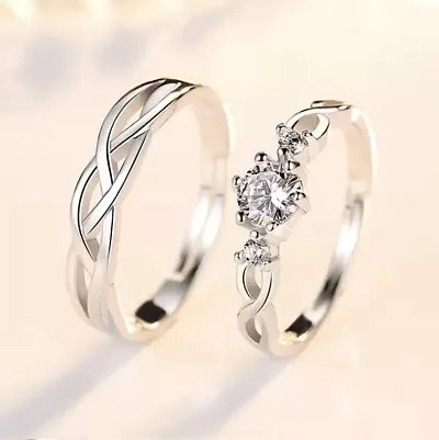 Couple Ring under-99 Agarwal Romantic Her King Her Queen Ring Crystal Ring Couple Rings Women Girls Stainless Crystal Titanium Plated Ring