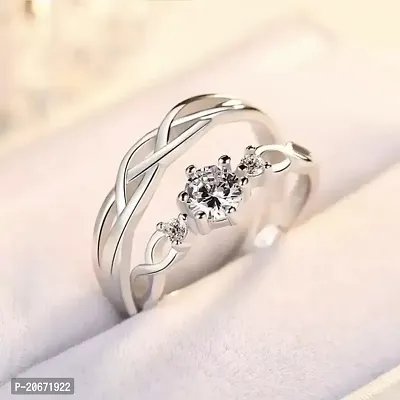 Couple Ring under-99 Agarwal Romantic Her King Her Queen Ring Crystal Silver Ring Couple Rings Women Girls Stainless Steel Crystal Titanium Plated Ring-thumb0