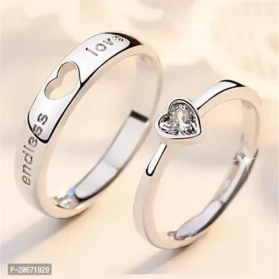 Couple Ring under-99 Agarwal Romantic Her King Her Queen Ring Crystal Silver Ring Couple Rings Women Girls Stainless Steel Crystal Titanium Plated Ring-thumb0