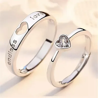 P R. ENTERPRISES, White Beautiful Pair Couple Rings Couple Love A Ring Memorial Of Copper Rings Masculine Ring for Women