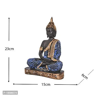 Great Art ?Polyresin Sitting Buddha Idol Statue Showpiece for Home Decor Diwali Decoration and Gifting,Blue White Black, 23CM 1Piece-thumb5