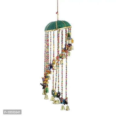 Great Art Handicraft Tokri Elephant Hanging with Bell and Elephant/Jhoomer/Latkan Wind Chimes-thumb2