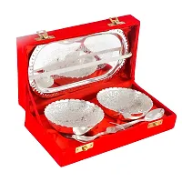 Great Art Rakhi Gift Combo Set - Rakhi for Rakshabandhan Gifts for Bhaiya Bhabhi- Floral Bowl Set with Royal Velvet Gift Box + Rakhi Set of 3 +Roli Chawal + Free Rakhi Card-GA-02-853-thumb2