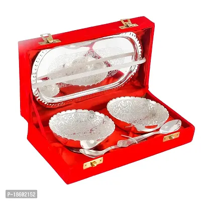 Great Art Rakhi Gift Combo Set - Rakhi for Rakshabandhan Gifts for Bhaiya Bhabhi- Floral Bowl Set with Royal Velvet Gift Box + Rakhi Set of 3 +Roli Chawal + Free Rakhi Card-GA-02-853-thumb3