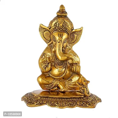 Great Art Metal Lord Ganesh Idol, 6.5 x 5 x 2.5 Inches, Golden