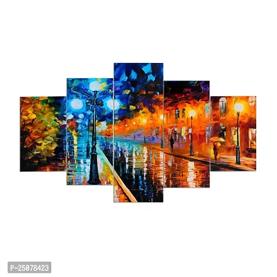 Great ArWall Scenery for Living Room | Painting for Wall Decoration | Wedding Gift for Couples | 3D Painting for Bedroom | Scenery for Wall With Frames | Abstract Painting Set of 5 (75x43 cm)M603