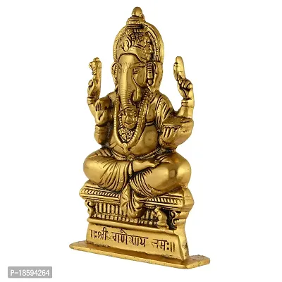 Great Art Metal Hindu God Ganesha/Ganpati or Chair Idol Sculpture (Medium)-thumb3