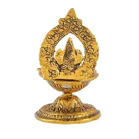 Great Art Aluminum Gold Plated Five Face Ganesh Diya for Home and Office Temple Metal Table Diya | (Height: 4.5 inch)-thumb2