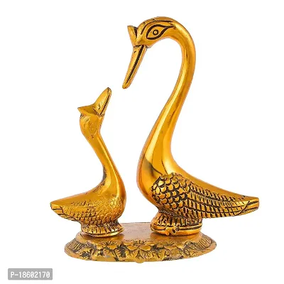 Great Art Love Birds swan Set Pair of Kissing Duck Metal Statue, Romantic Gift for Girl Friend, Decoration Idol for Showcase,Table, Animal Showpiece Figurines Gift Article-thumb2