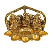 Great Art Laxmi Ganesh Saraswati Idol Diya Oil Lamp Deepak - Metal Lakshmi Ganesha Showpiece Statue - Traditional Diya for Diwali Puja - Diwali Home Decoration Items Gifts-thumb1