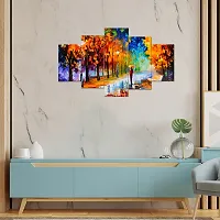 Great ArWall Scenery for Living Room | Painting for Wall Decoration | Wedding Gift for Couples | 3D Painting for Bedroom | Scenery for Wall With Frames | Abstract Painting Set of 5 (75x43 cm)M602-thumb2