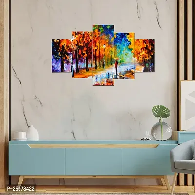 Great ArWall Scenery for Living Room | Painting for Wall Decoration | Wedding Gift for Couples | 3D Painting for Bedroom | Scenery for Wall With Frames | Abstract Painting Set of 5 (75x43 cm)M602-thumb3