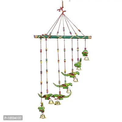 Great Art Parrot Door Hanging Green Gota Wood Windchime(Parrot Wind Chimes -3)