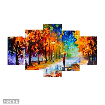 Great ArWall Scenery for Living Room | Painting for Wall Decoration | Wedding Gift for Couples | 3D Painting for Bedroom | Scenery for Wall With Frames | Abstract Painting Set of 5 (75x43 cm)M602