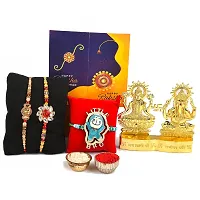 Great Art Rakhi Gift Hamper for Brother - Gold Plated Ganesha Lakshmi Set for Gifting and Rakhi Combo Gift Set with Tilak Material  Greeting Card-GA-022-13-thumb1