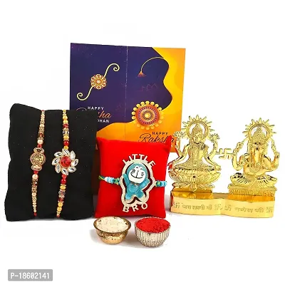 Great Art Rakhi Gift Hamper for Brother - Gold Plated Ganesha Lakshmi Set for Gifting and Rakhi Combo Gift Set with Tilak Material  Greeting Card-GA-022-13-thumb2