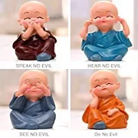 Great Art Polyresin Lord Buddha Monk Car Dashboard Figurine, 2.5 x 1.77, Multicolour, 4 Piece-thumb2