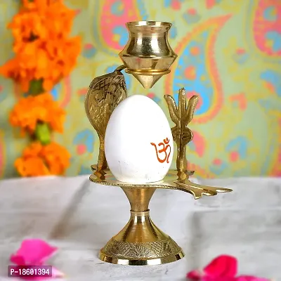 Great Art Shiva Lingam Abhishek Patra with Trishul and Nag Metal Showpiece, White-thumb0