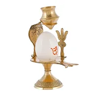 Great Art Shiva Lingam Abhishek Patra with Trishul and Nag Metal Showpiece, White-thumb3