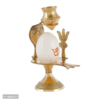 Great Art Shiva Lingam Abhishek Patra with Trishul and Nag Metal Showpiece, White-thumb4