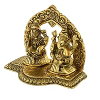 Great Art Metal Laxmi Ganesh On Multi Color Leaf for Home Decor and Gift Purpose(10 x11x 4 cm) (Gold-2)-thumb2