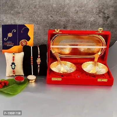 Great Art Rakhi Gift for Brother with Rakhi Gift Combo for Brother Best Gift (Rakhi with Double Bowl Set)-865-thumb0